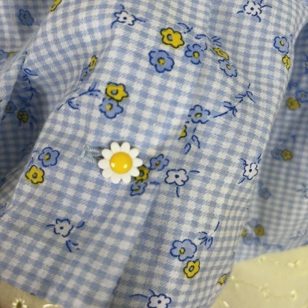 VTG 2000 Toddler Girls Handmade Size 2-3yrs Eyelet Floral Gingham‎ Sundress